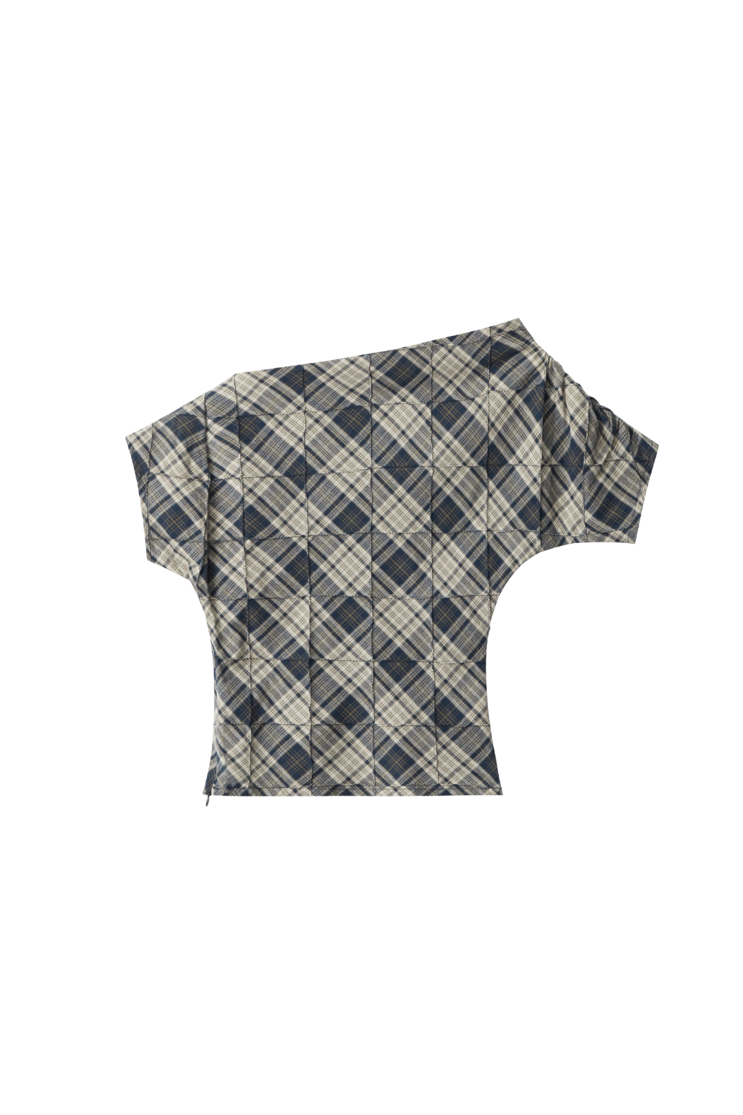 CHECK OFF SHOULDER TOP (BLUE)