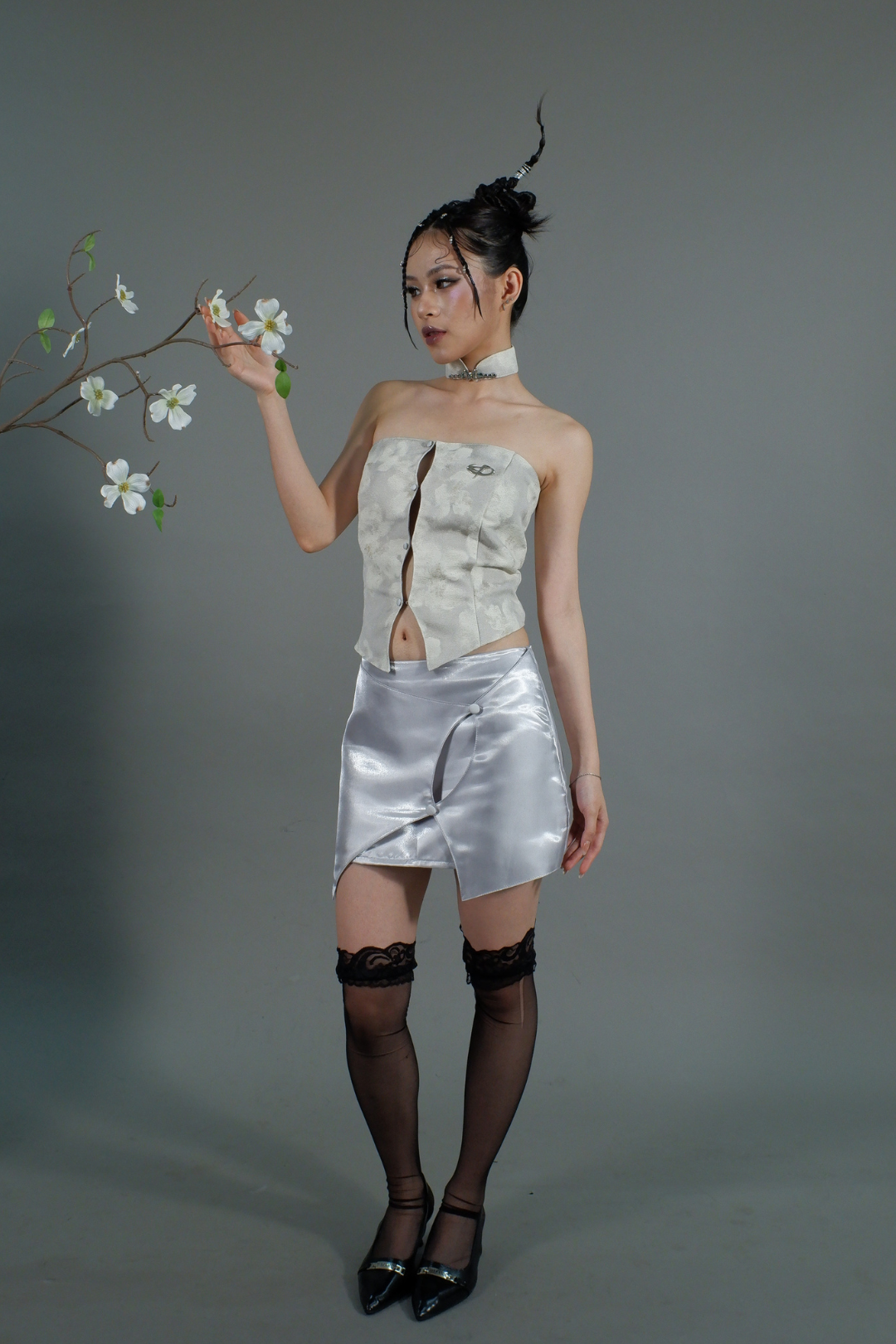 CORSET & SINGLET COLLAR GREY