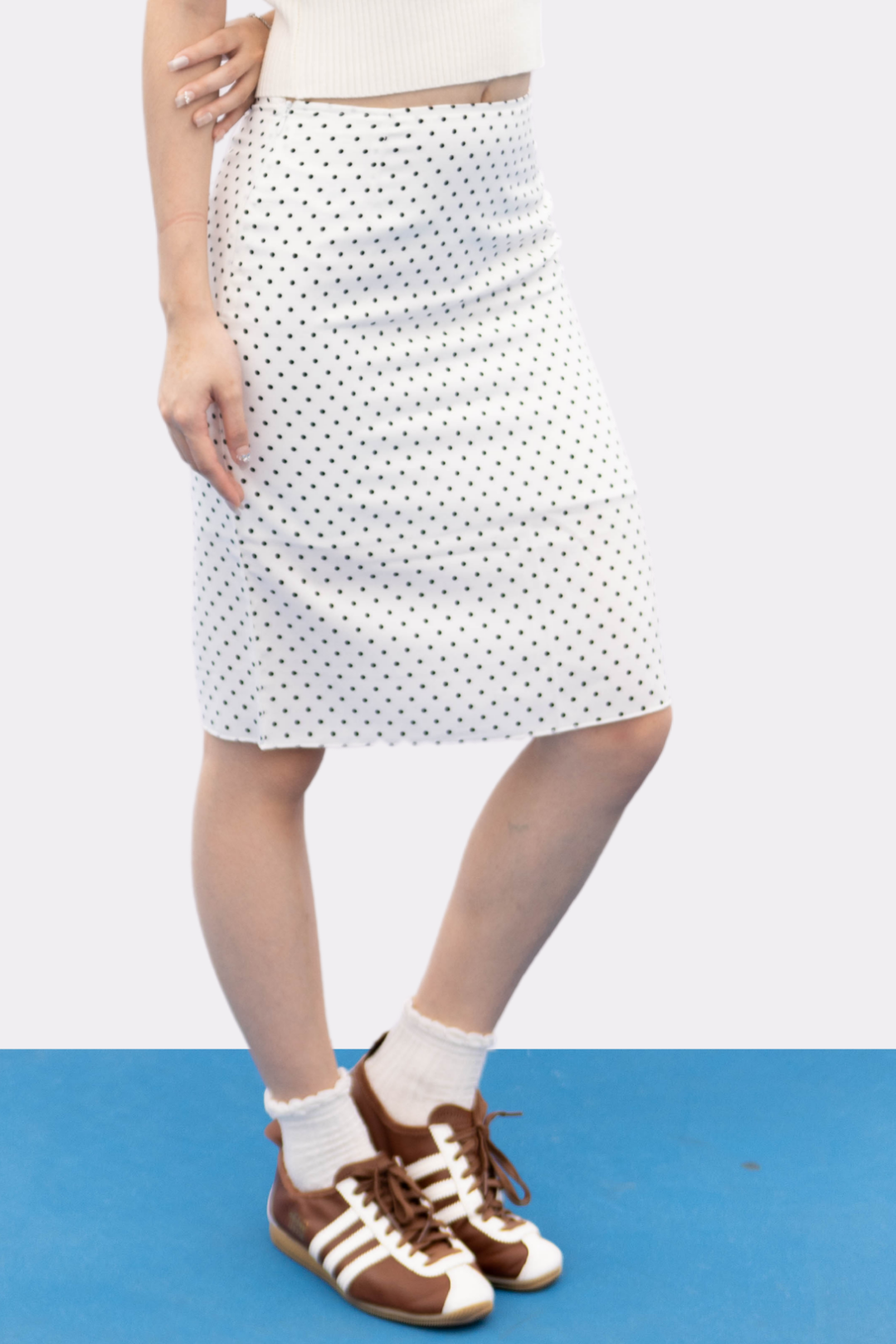 WHITE POLKA DOT SKIRT