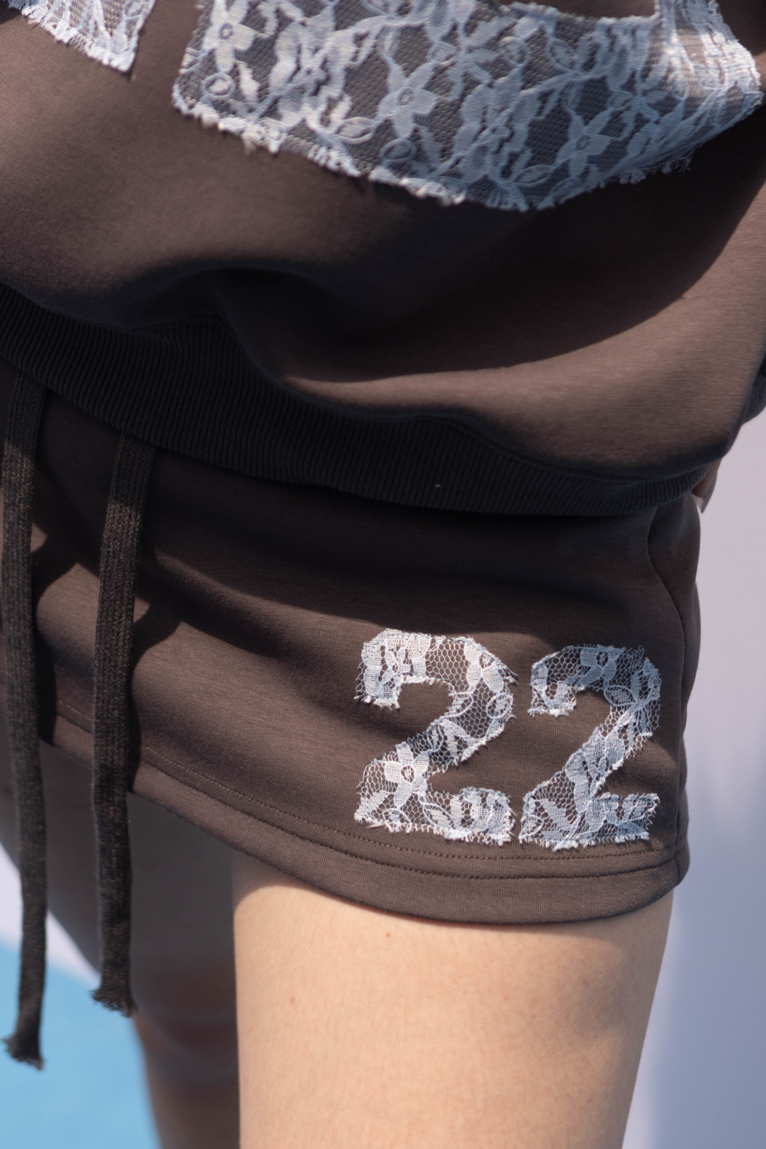 DARK GREY MINI SKIRT LACE