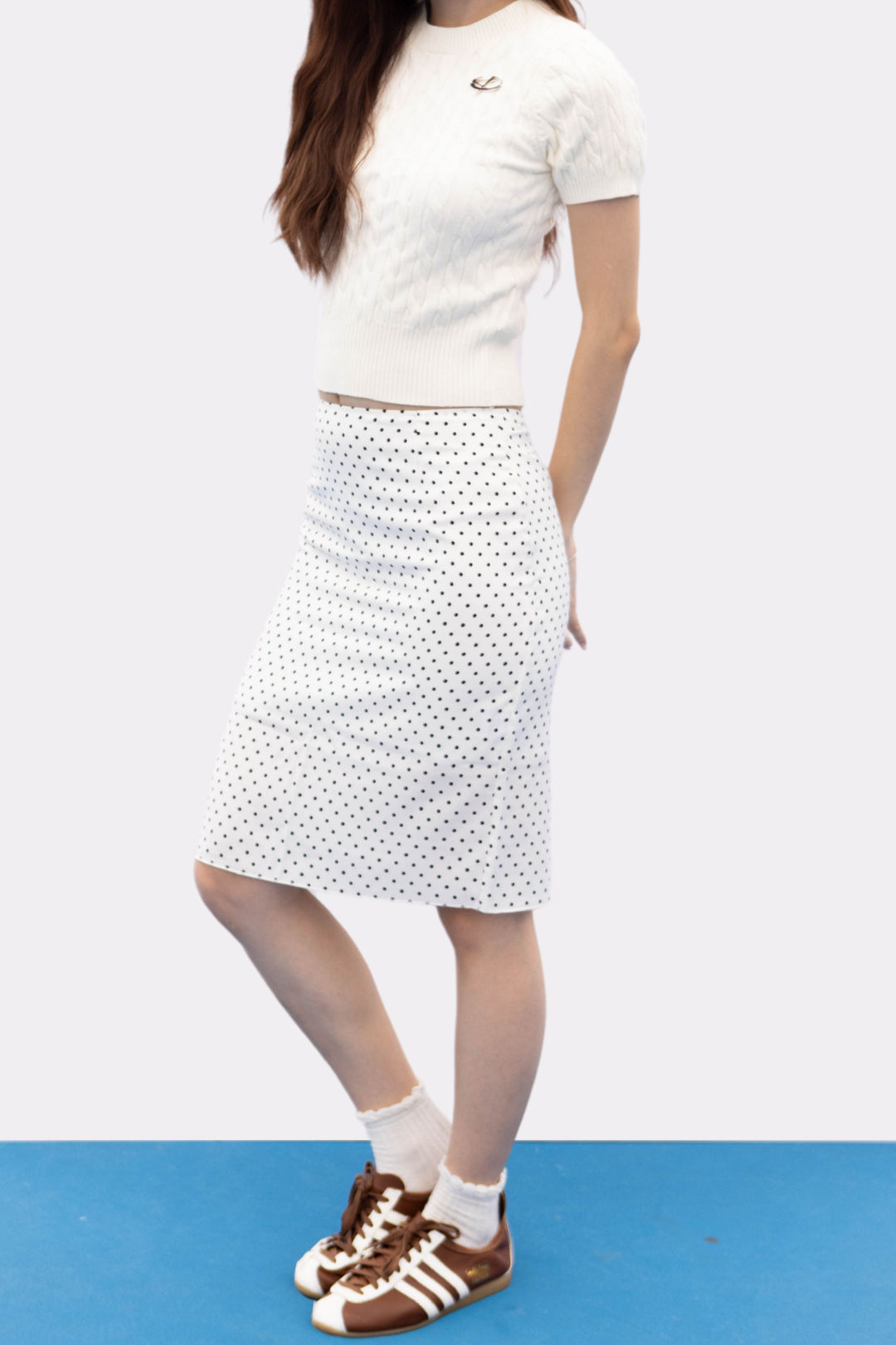 WHITE POLKA DOT SKIRT