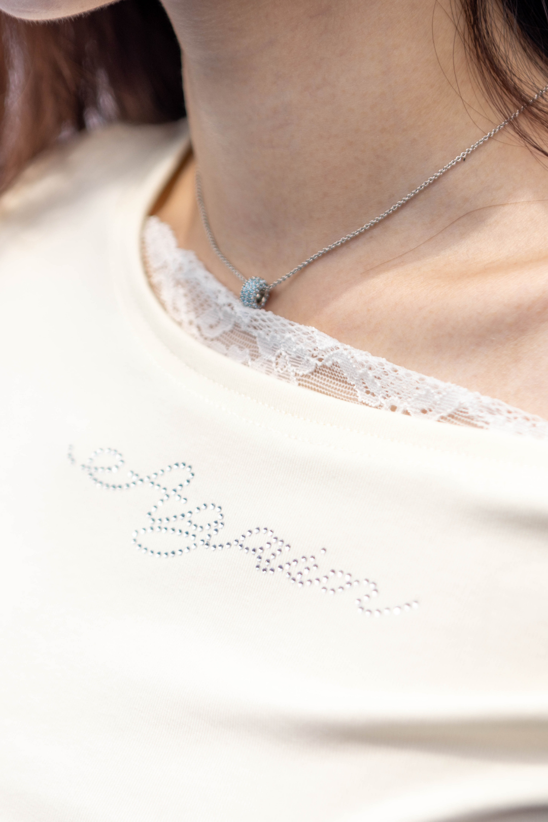 BEIGE LOGO LACE TOP
