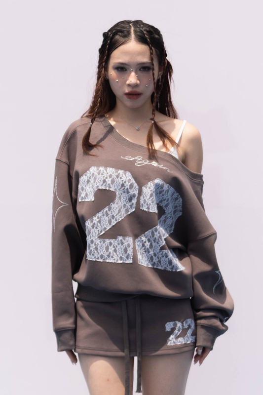 DARK GREY LONG SLEEVE WITH LACE