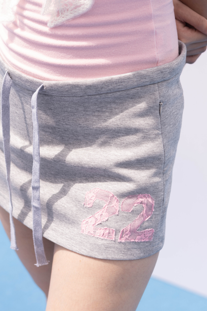 LIGHT GREY MINI SKIRT LACE