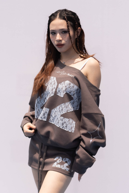 DARK GREY LONG SLEEVE WITH LACE