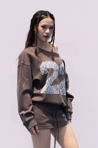 DARK GREY LONG SLEEVE WITH LACE